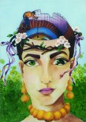 <br />"O duši", akvarel na hedvábí <br /> "About the soul", watercolor on silk <br /> 50x70 cm <br />20.000,- Kc / 740 EUR<br />
